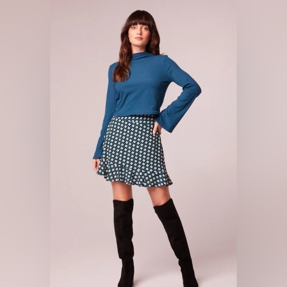 NWT Band of the Free Gypsy 70’s Retro Disco Teal Diamond Mini Skirt Size XS - Picture 2 of 13